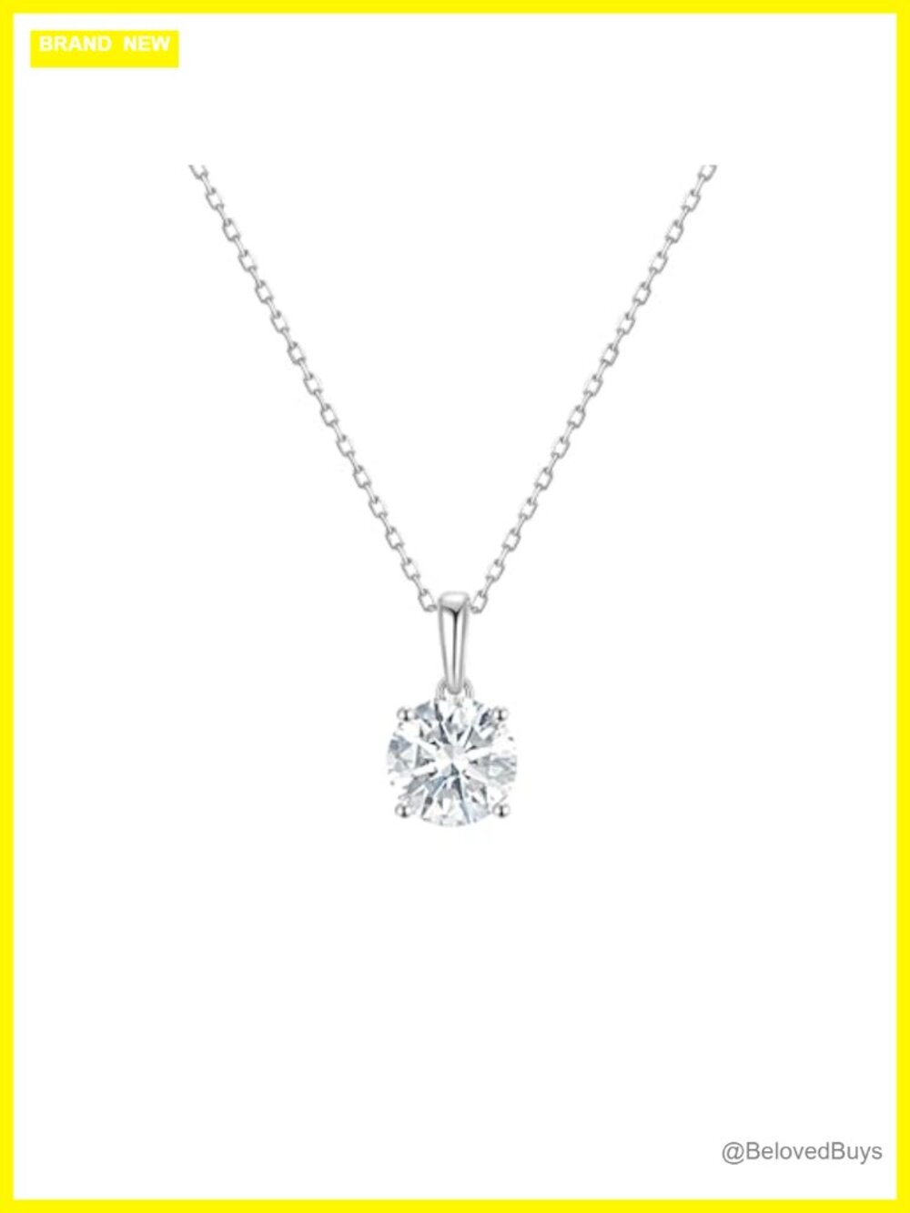 Lab Grown Diamond Necklace 14K White Gold Pendant 2 Carat